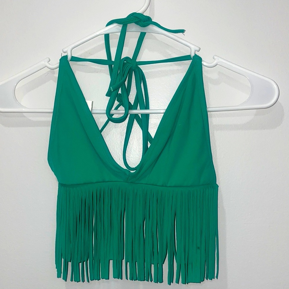 Green Fringe BODY GLOVE Bikini (Top Only) - Picture 1 of 3